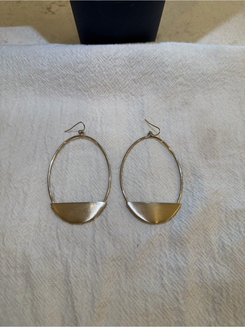 Park Lane Gold Hoop Drop Earrings with Semi-Circle Accent Like New